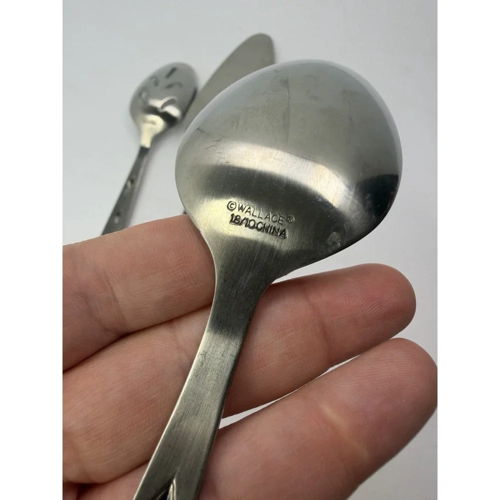 Wallace Stainless Taos Flatware 4 Serving Pieces Southwest Meat Fork Spoons